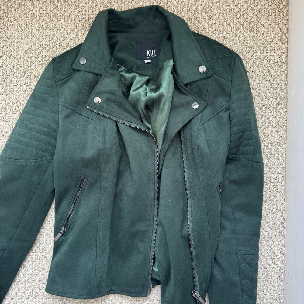 Kut from the Kloth Dark Green Leather Jacket